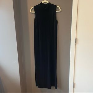 90s Velvet Vintage Midi-Length Sleeveless Turtleneck Dress
